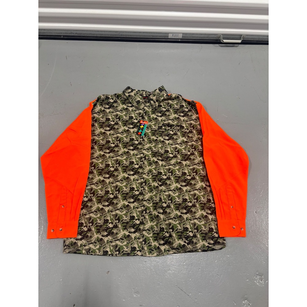 Snap-on Tools Mens XL Camo Blaze Orange Long Sleeve Button Down Work Shirt New